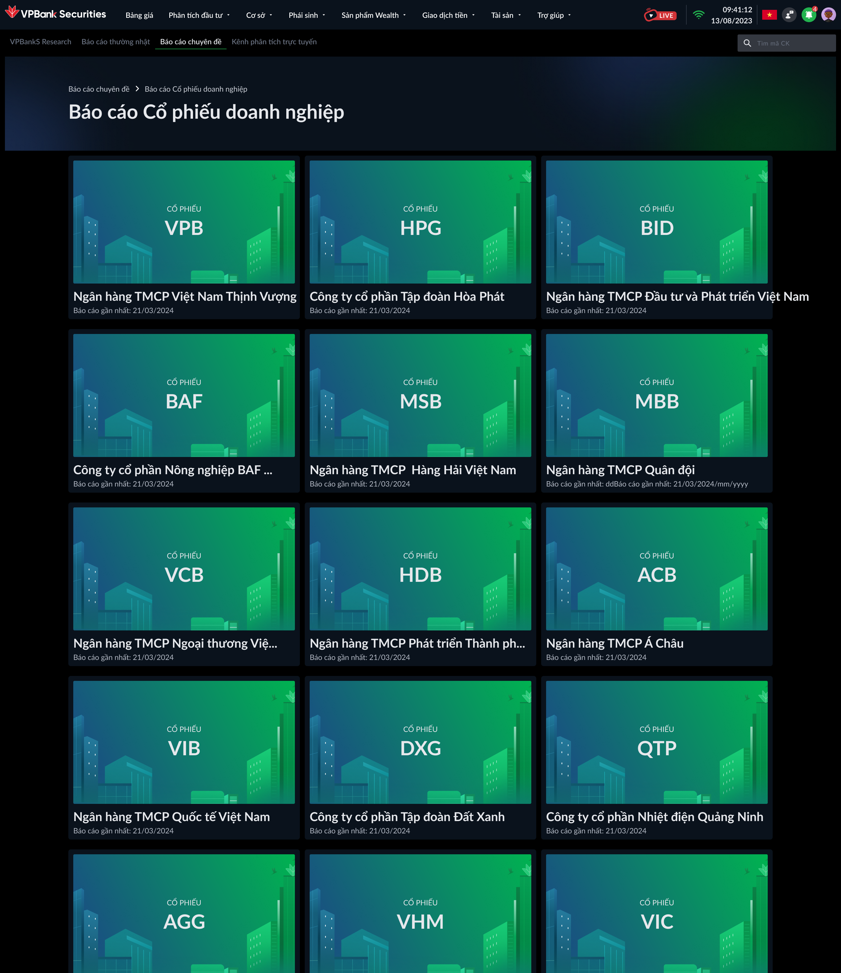 Báo cáo cổ phiếu doanh nghiệp