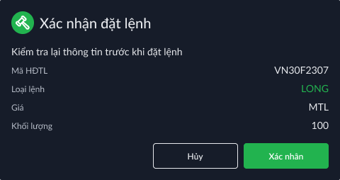 Xác nhận đặt lệnh