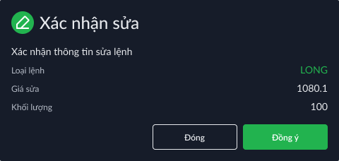 Xác nhận sửa lệnh