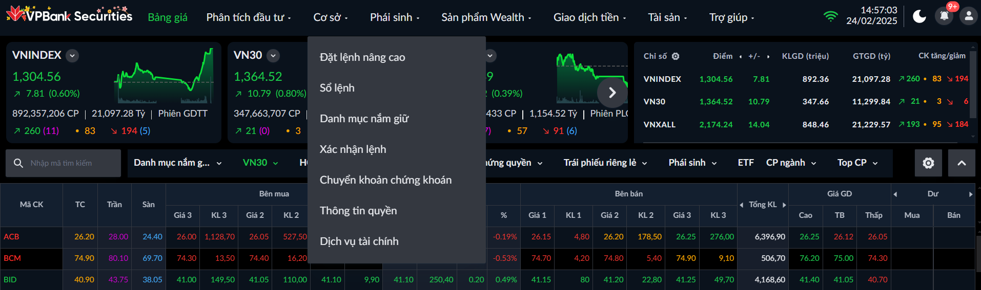 Truy cập Xác nhận lệnh