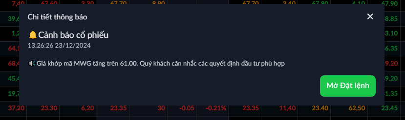 Thông báo cảnh báo cổ phiếu 2