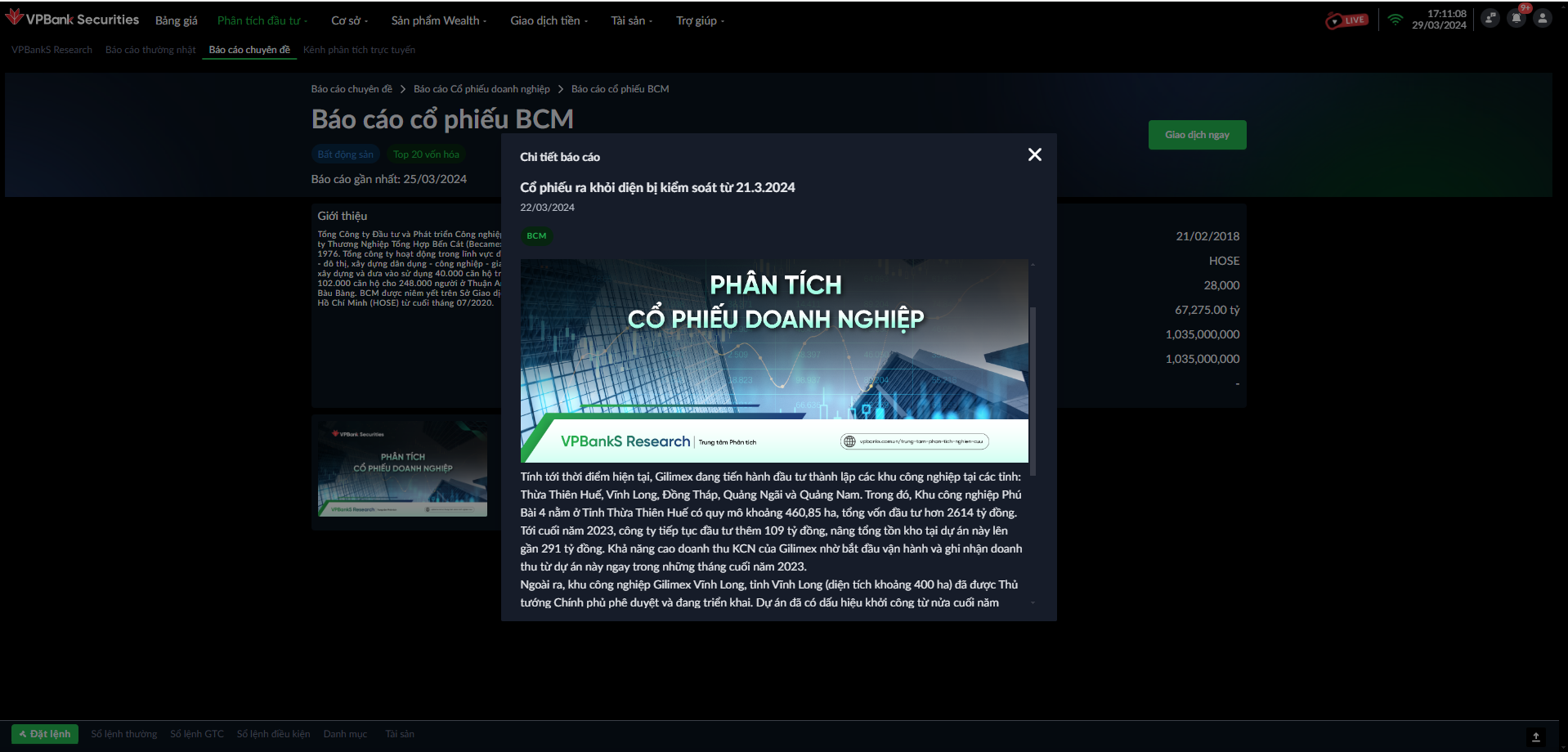 Chi tiết báo cáo CP DN