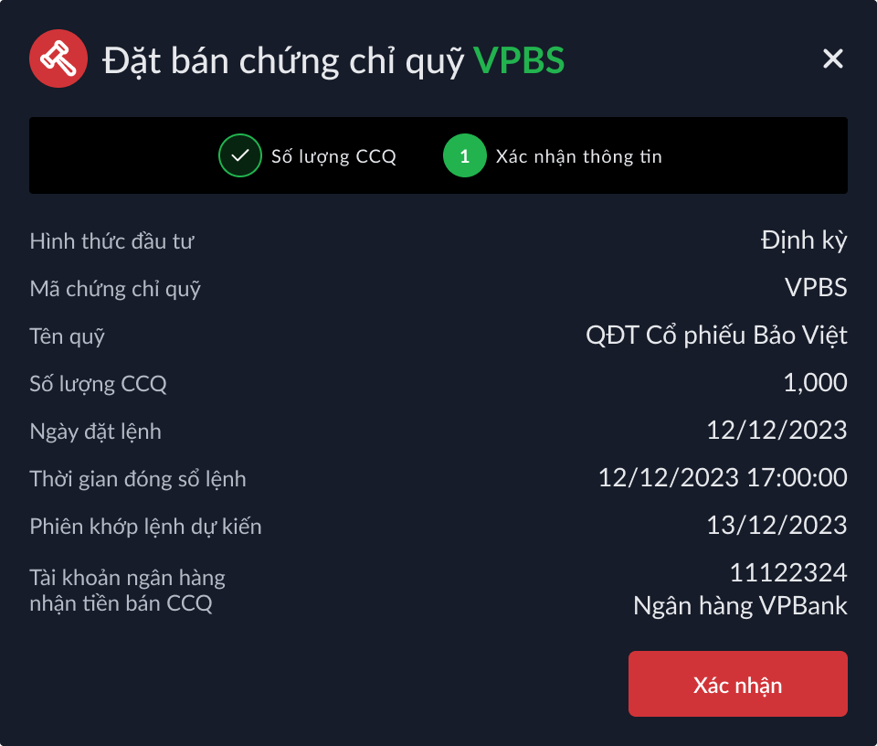 Xác nhận lệnh bán