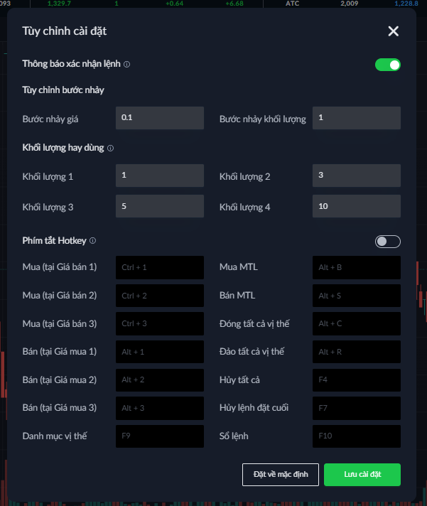 Màn hình cài đặt