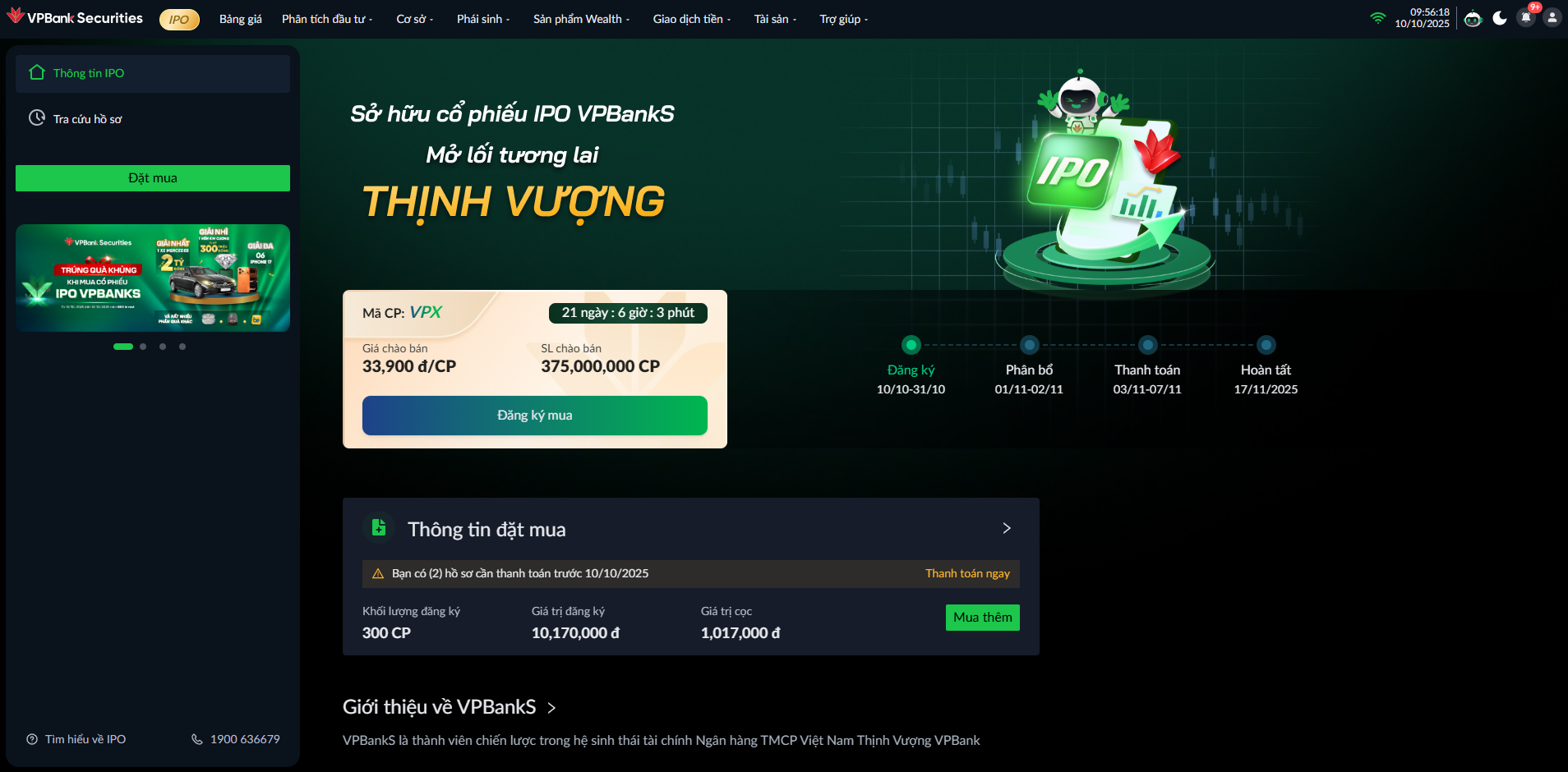 Thanh toán từ Thông tin IPO