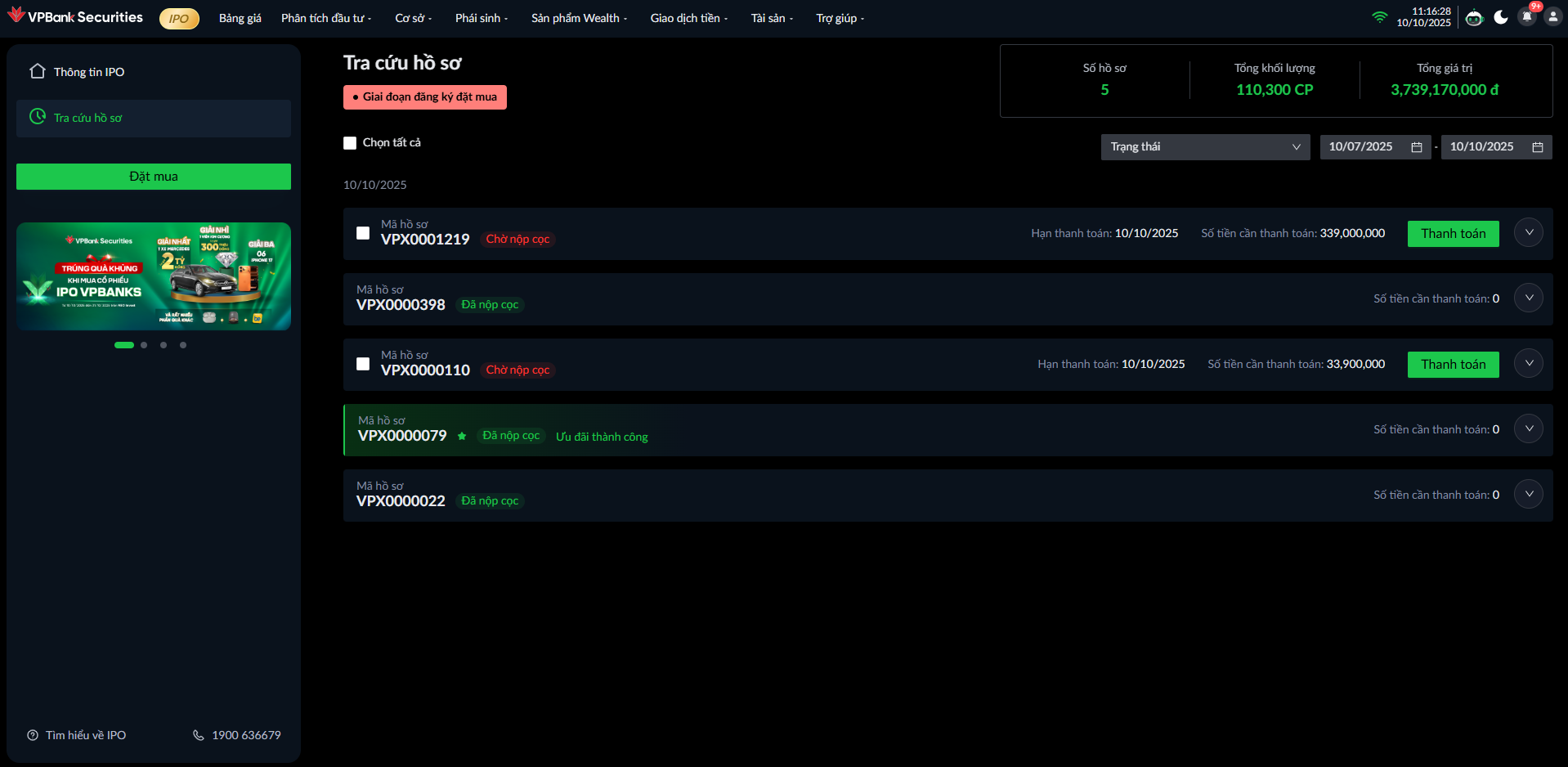 Tra cứu hồ sơ IPO