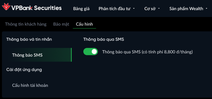 Bật/Tắt SMS